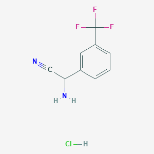 molecular formula C9H8ClF3N2 B1373664 2-Amino-2-[3-(trifluoromethyl)phenyl]acetonitrile hydrochloride CAS No. 1240528-22-6