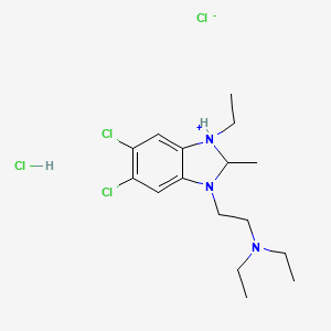 molecular formula C16H27Cl4N3 B13736687 2-(5,6-dichloro-3-ethyl-2-methyl-2,3-dihydrobenzimidazol-3-ium-1-yl)-N,N-diethylethanamine;chloride;hydrochloride CAS No. 32915-71-2