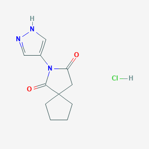 molecular formula C11H14ClN3O2 B1373675 2-(1H-pyrazol-4-yl)-2-azaspiro[4.4]nonane-1,3-dione hydrochloride CAS No. 1221723-01-8