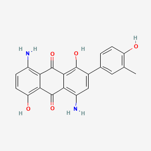 molecular formula C21H16N2O5 B13736854 9,10-Anthracenedione, 4,8-diamino-1,5-dihydroxy-2-(4-hydroxy-3-methylphenyl)- CAS No. 4702-65-2