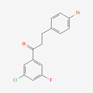 molecular formula C15H11BrClFO B1373712 3-(4-Bromophenyl)-1-(3-chloro-5-fluorophenyl)propan-1-one CAS No. 898761-82-5