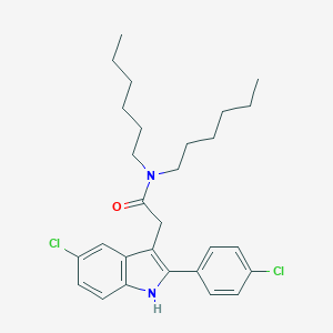 molecular formula C28H36Cl2N2O B137372 2-[5-chloro-2-(4-chlorophenyl)-1H-indol-3-yl]-N,N-dihexylacetamide CAS No. 145040-29-5