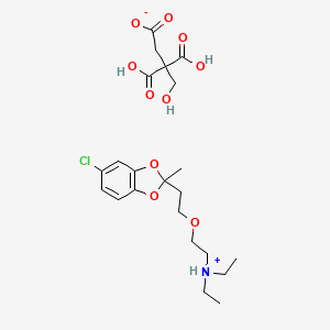 molecular formula C22H32ClNO10 B13737222 1,3-Benzodioxole, 5-chloro-2-(2-(2-(diethylamino)ethoxy)ethyl)-2-methyl-, citrate CAS No. 100310-86-9