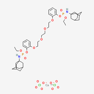 Calcium(2+), (1,2-ethanediylbis(oxy-2,1-ethanediyloxy)-2,1-phenylene)bis(ethyl tricyclo(3.3.1.1(sup 3,7))dec-1-ylphosphoramidate))-, diperchlorate