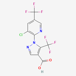 molecular formula C11H4ClF6N3O2 B1373778 1-[3-氯-5-(三氟甲基)吡啶-2-基]-5-(三氟甲基)-1H-吡唑-4-羧酸 CAS No. 1305711-84-5