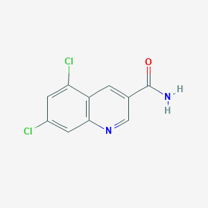 molecular formula C10H6Cl2N2O B13737783 5,7-Dichloroquinoline-3-carboxamide 