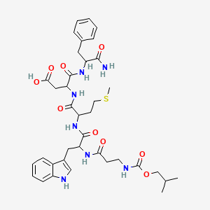 molecular formula C37H49N7O9S B13737825 5,9,12,15-Tetrahydroxy-17-{hydroxy[(1-hydroxy-1-imino-3-phenylpropan-2-yl)imino]methyl}-11-[(1H-indol-3-yl)methyl]-2-methyl-14-[2-(methylsulfanyl)ethyl]-4-oxa-6,10,13,16-tetraazanonadeca-5,9,12,15-tetraen-19-oic acid CAS No. 15686-70-1