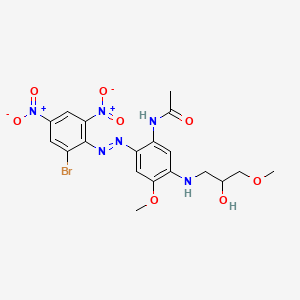 molecular formula C19H21BrN6O8 B13737838 Acetamide, N-(2-((2-bromo-4,6-dinitrophenyl)azo)-5-((2-hydroxy-3-methoxypropyl)amino)-4-methoxyphenyl)- CAS No. 35074-30-7