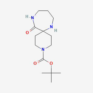 molecular formula C14H25N3O3 B1373808 Tert-butyl 12-oxo-3,7,11-triazaspiro[5.6]dodecane-3-carboxylate CAS No. 1268334-76-4