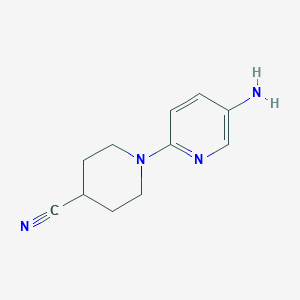 molecular formula C11H14N4 B1373864 1-(5-Amino-2-pyridinyl)-4-piperidinecarbonitrile CAS No. 1244642-22-5