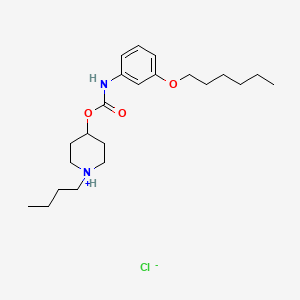 molecular formula C22H37ClN2O3 B13738710 (1-butylpiperidin-1-ium-4-yl) N-(3-hexoxyphenyl)carbamate;chloride CAS No. 105384-15-4