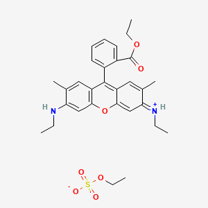 B13738725 Xanthylium, 9-[2-(ethoxycarbonyl)phenyl]-3,6-bis(ethylamino)-2,7-dimethyl-, ethyl sulfate CAS No. 26694-69-9