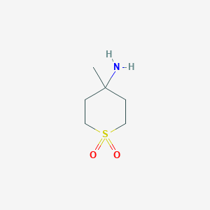 molecular formula C6H13NO2S B1373874 4-Amino-4-methyltetrahydro-2H-thiopyran 1,1-dioxide CAS No. 1461707-16-3