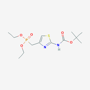 molecular formula C13H23N2O5PS B1373912 (2-tert-Butoxycarbonylamino-thiazol-4-ylmethyl)-phosphonic acid diethyl ester CAS No. 1001419-36-8