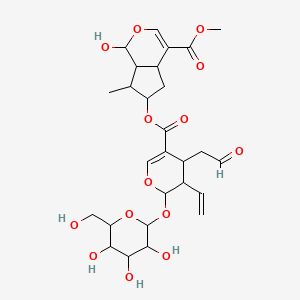 methyl 6-[3-ethenyl-4-(2-oxoethyl)-2-[3,4,5-trihydroxy-6-(hydroxymethyl)oxan-2-yl]oxy-3,4-dihydro-2H-pyran-5-carbonyl]oxy-1-hydroxy-7-methyl-1,4a,5,6,7,7a-hexahydrocyclopenta[c]pyran-4-carboxylate