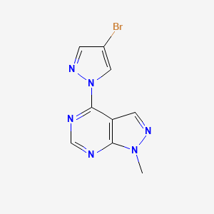 molecular formula C9H7BrN6 B1373966 4-溴-1-{1-甲基-1H-吡唑并[3,4-d]嘧啶-4-基}-1H-吡唑 CAS No. 1178290-21-5