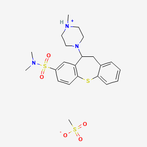 molecular formula C22H31N3O5S3 B13740254 N,N-dimethyl-5-(4-methylpiperazin-4-ium-1-yl)-5,6-dihydrobenzo[b][1]benzothiepine-3-sulfonamide;methanesulfonate CAS No. 39841-98-0