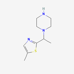 molecular formula C10H17N3S B1374029 1-[1-(5-Methyl-1,3-thiazol-2-yl)ethyl]piperazine CAS No. 1342971-69-0