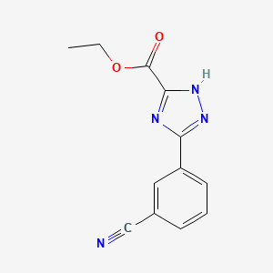 molecular formula C12H10N4O2 B1374031 ethyl 5-(3-cyanophenyl)-1H-1,2,4-triazole-3-carboxylate CAS No. 1284001-05-3