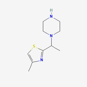 molecular formula C10H17N3S B1374032 1-[1-(4-Methyl-1,3-thiazol-2-yl)ethyl]piperazine CAS No. 1267009-16-4