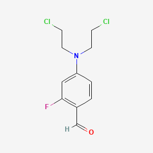 molecular formula C11H12Cl2FNO B13740330 Benzaldehyde, 4-[bis(2-chloroethyl)amino]-2-fluoro- CAS No. 1736-39-6