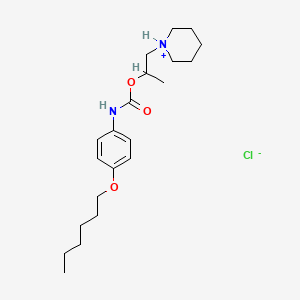 molecular formula C21H35ClN2O3 B13740338 1-piperidin-1-ium-1-ylpropan-2-yl N-(4-hexoxyphenyl)carbamate;chloride CAS No. 42438-19-7