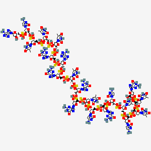 molecular formula C196H249N68O105P19S19 B13740385 1-[(2R,4S,5R)-4-[[(2R,3S,5R)-3-[[(2R,3S,5R)-3-[[(2R,3S,5R)-3-[[(2R,3S,5R)-3-[[(2R,3S,5R)-5-(2-amino-6-oxo-1H-purin-9-yl)-3-[[(2R,3S,5R)-3-[[(2R,3S,5R)-3-[[(2R,3S,5R)-5-(2-amino-6-oxo-1H-purin-9-yl)-3-[[(2R,3S,5R)-5-(2-amino-6-oxo-1H-purin-9-yl)-3-[[(2R,3S,5R)-3-[[(2R,3S,5R)-5-(2-amino-6-oxo-1H-purin-9-yl)-3-[[(2R,3S,5R)-3-[[(2R,3S,5R)-5-(2-amino-6-oxo-1H-purin-9-yl)-3-[[(2R,3S,5R)-3-[[(2R,3S,5R)-3-[[(2R,3S,5R)-3-[[(2R,3S,5R)-5-(4-amino-2-oxopyrimidin-1-yl)-3-[[(2R,3S,5R)-5-(6-aminopurin-9-yl)-3-hydroxyoxolan-2-yl]methoxy-hydroxyphosphinothioyl]oxyoxolan-2-yl]methoxy-hydroxyphosphinothioyl]oxy-5-(5-methyl-2,4-dioxopyrimidin-1-yl)oxolan-2-yl]methoxy-hydroxyphosphinothioyl]oxy-5-(5-methyl-2,4-dioxopyrimidin-1-yl)oxolan-2-yl]methoxy-hydroxyphosphinothioyl]oxy-5-(5-methyl-2,4-dioxopyrimidin-1-yl)oxolan-2-yl]methoxy-hydroxyphosphinothioyl]oxyoxolan-2-yl]methoxy-hydroxyphosphinothioyl]oxy-5-(6-aminopurin-9-yl)oxolan-2-yl]methoxy-hydroxyphosphinothioyl]oxyoxolan-2-yl]methoxy-hydroxyphosphinothioyl]oxy-5-(5-methyl-2,4-dioxopyrimidin-1-yl)oxolan-2-yl]methoxy-hydroxyphosphinothioyl]oxyoxolan-2-yl]methoxy-hydroxyphosphinothioyl]oxyoxolan-2-yl]methoxy-hydroxyphosphinothioyl]oxy-5-(5-methyl-2,4-dioxopyrimidin-1-yl)oxolan-2-yl]methoxy-hydroxyphosphinothioyl]oxy-5-(4-amino-2-oxopyrimidin-1-yl)oxolan-2-yl]methoxy-hydroxyphosphinothioyl]oxyoxolan-2-yl]methoxy-hydroxyphosphinothioyl]oxy-5-(4-amino-2-oxopyrimidin-1-yl)oxolan-2-yl]methoxy-hydroxyphosphinothioyl]oxy-5-(5-methyl-2,4-dioxopyrimidin-1-yl)oxolan-2-yl]methoxy-hydroxyphosphinothioyl]oxy-5-(4-amino-2-oxopyrimidin-1-yl)oxolan-2-yl]methoxy-hydroxyphosphinothioyl]oxy-5-(5-methyl-2,4-dioxopyrimidin-1-yl)oxolan-2-yl]methoxy-hydroxyphosphinothioyl]oxy-5-[[[(2R,3S,5R)-5-(2-amino-6-oxo-1H-purin-9-yl)-2-(hydroxymethyl)oxolan-3-yl]oxy-hydroxyphosphinothioyl]oxymethyl]oxolan-2-yl]-5-methylpyrimidine-2,4-dione 