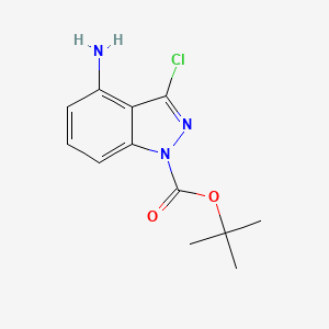 molecular formula C12H14ClN3O2 B13740413 tert-Butyl 4-amino-3-chloro-1H-indazole-1-carboxylate 