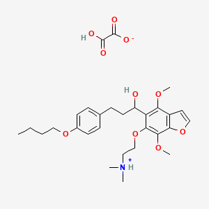 molecular formula C29H39NO10 B13740422 2-[[5-[3-(4-Butoxyphenyl)-1-hydroxypropyl]-4,7-dimethoxy-1-benzofuran-6-yl]oxy]ethyl-dimethylazanium;2-hydroxy-2-oxoacetate CAS No. 40680-91-9