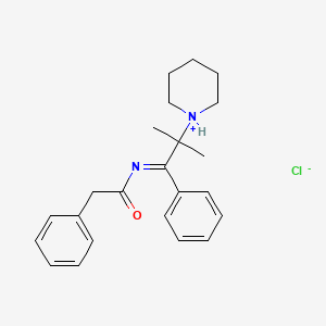 molecular formula C23H29ClN2O B13740460 Acetamide, N-(alpha-(1-methyl-1-piperidinoethyl)benzylidene)-2-phenyl-, hydrochloride CAS No. 13430-13-2