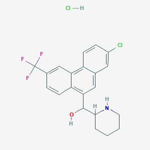 [2-Chloro-6-(trifluoromethyl)phenanthren-9-yl]-piperidin-2-ylmethanol;hydrochloride