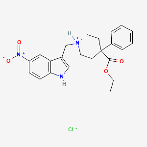 molecular formula C23H26ClN3O4 B13740530 Isonipecotic acid, 1-(5-nitro-3-indolylmethyl)-4-phenyl-, ethyl ester, hydrochloride CAS No. 3414-73-1