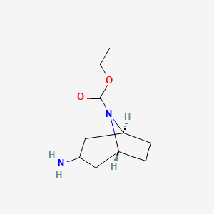 molecular formula C10H18N2O2 B13740536 ethyl (1R,5S)-3-amino-8-azabicyclo[3.2.1]octane-8-carboxylate 