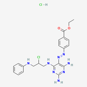 Ethyl 4-[[2,4-diamino-6-[(3-anilino-2-chloropropyl)amino]pyrimidin-5-yl]diazenyl]benzoate;hydrochloride