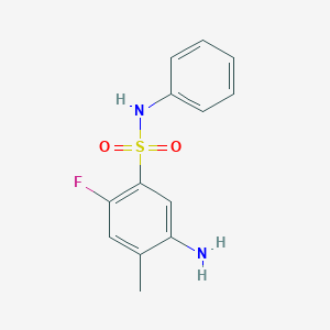 molecular formula C13H13FN2O2S B1374076 5-amino-2-fluoro-4-methyl-N-phenylbenzene-1-sulfonamide CAS No. 1409737-58-1