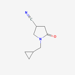 molecular formula C9H12N2O B1374077 1-(Cyclopropylmethyl)-5-oxopyrrolidine-3-carbonitrile CAS No. 1340521-87-0