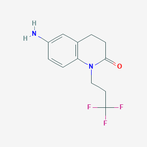 molecular formula C12H13F3N2O B1374085 6-Amino-1-(3,3,3-trifluoropropyl)-1,2,3,4-tetrahydroquinolin-2-one CAS No. 1379184-81-2