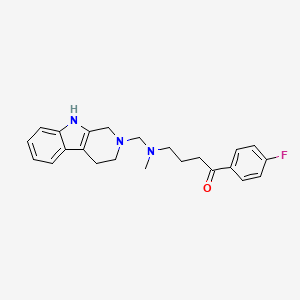 molecular formula C23H26FN3O B13740925 Butyrophenone, 4'-fluoro-4-(methyl(1,2,3,4-tetrahydro-9H-pyrido(3,4-b)indol-2-ylmethyl)amino)- CAS No. 101221-63-0