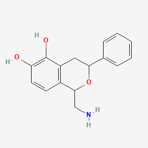 molecular formula C16H17NO3 B13740953 1-(aminomethyl)-3,4-dihydro-3-phenyl-1H-2-Benzopyran-5,6-diol 