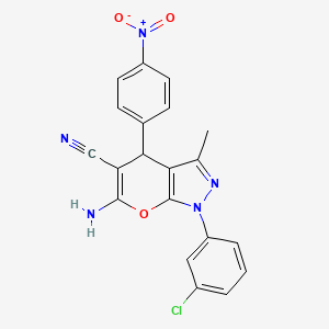 6-Amino-1-(3-chlorophenyl)-3-methyl-4-(4-nitrophenyl)-1,4-dihydropyrano[2,3-c]pyrazole-5-carbonitrile