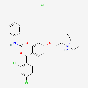 molecular formula C26H29Cl3N2O3 B13741087 2-[4-[(2,4-Dichlorophenyl)-(phenylcarbamoyloxy)methyl]phenoxy]ethyl-diethylazanium;chloride CAS No. 42740-32-9