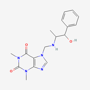 molecular formula C17H21N5O3 B13741100 7-{[(1-Hydroxy-1-phenylpropan-2-yl)amino]methyl}-1,3-dimethyl-3,7-dihydro-1h-purine-2,6-dione CAS No. 15302-06-4