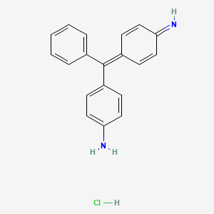 molecular formula C19H17ClN2 B13741132 Benzenamine, 4-[(4-imino-2,5-cyclohexadien-1-ylidene)phenylmethyl]-, monohydrochloride CAS No. 3442-83-9