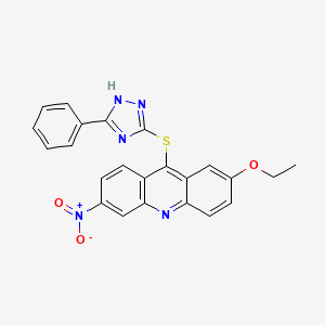 Acridine, 2-ethoxy-6-nitro-9-((5-phenyl-1H-1,2,4-triazol-3-YL)thio)-