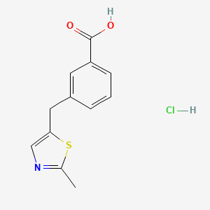 molecular formula C12H12ClNO2S B1374125 3-[(2-Methyl-1,3-thiazol-5-yl)methyl]benzoic acid hydrochloride CAS No. 1354951-94-2