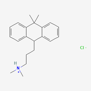 molecular formula C21H28ClN B13741269 9-Anthracenepropanamine, 9,10-dihydro-N,N,10,10-tetramethyl-, hydrochloride CAS No. 10566-51-5