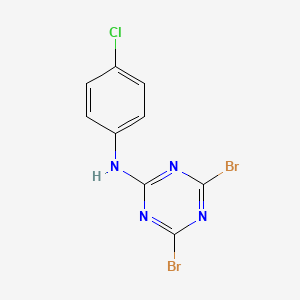 molecular formula C9H5Br2ClN4 B13741326 4,6-dibromo-N-(4-chlorophenyl)-1,3,5-triazin-2-amine CAS No. 30357-83-6