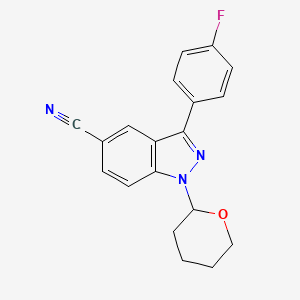 molecular formula C19H16FN3O B13741333 3-(4-Fluorophenyl)-1-(oxan-2-yl)-1H-indazole-5-carbonitrile CAS No. 395100-09-1