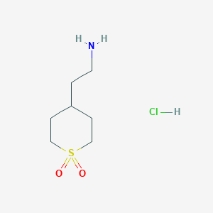 molecular formula C7H16ClNO2S B1374137 4-(2-Aminoethyl)-1lambda6-thiane-1,1-dione hydrochloride CAS No. 1354951-86-2