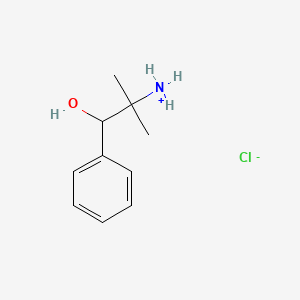 molecular formula C10H16ClNO B13741372 Phenethylamine, alpha,alpha-dimethyl-beta-hydroxy-, hydrochloride CAS No. 14611-66-6